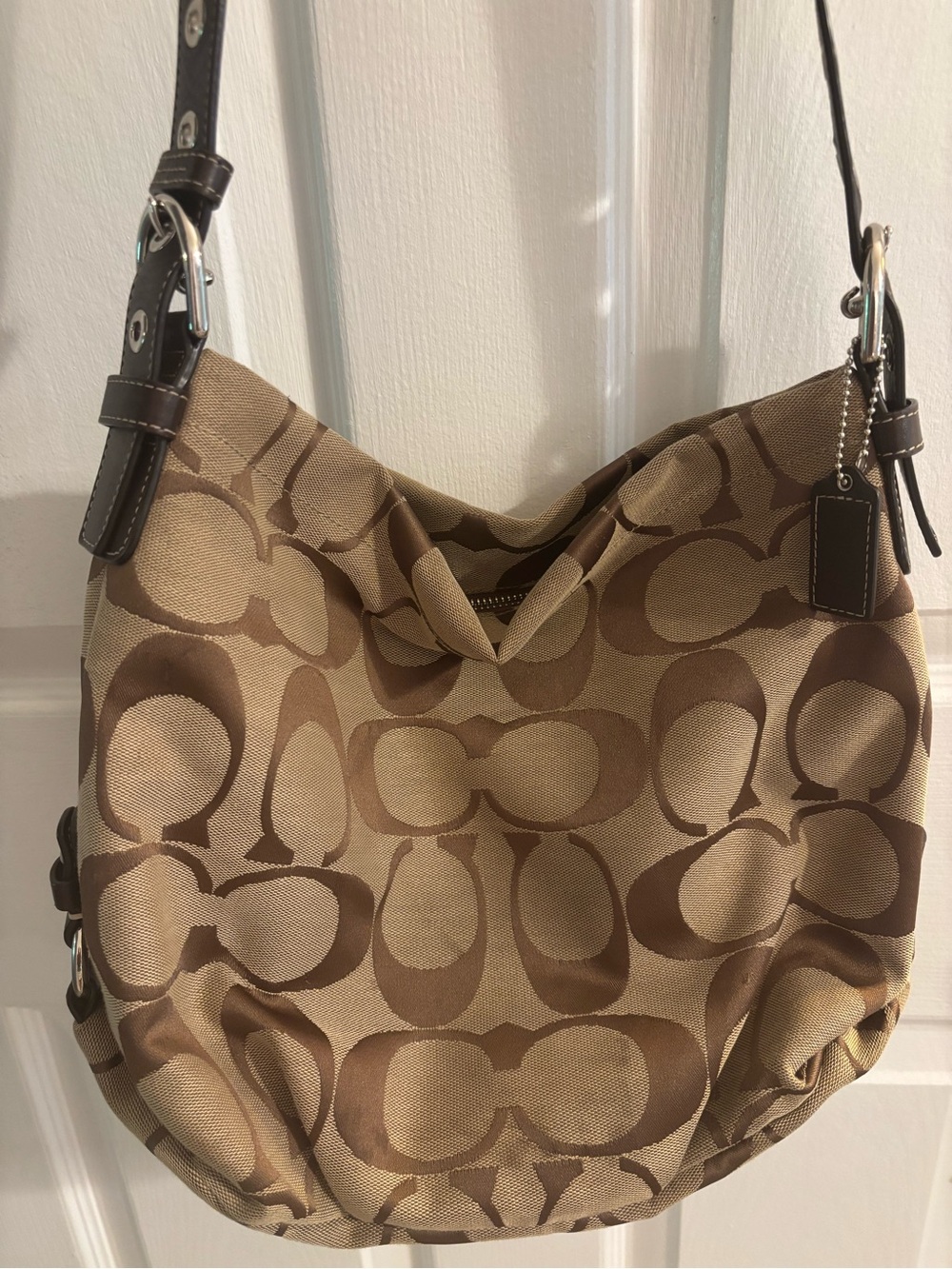 Coach Brown/Tan Signature Canvas Shoulder Bag - Picture 2 of 10